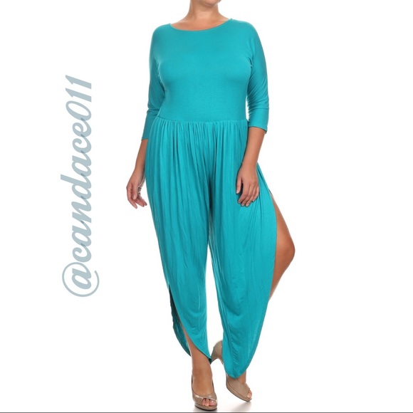 ♥️SALE!♥️ Teal Harem Jumpsuit - Picture 1 of 4
